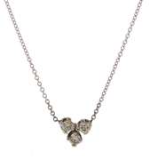 Charming White Gold 3 Diamond Cluster Necklace