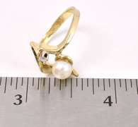 Interesting Pearl Ring In 14K Yellow Gold