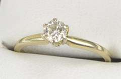 10K Yellow Gold 0.44 Ct Diamond Classic Solitaire Engagement Ring