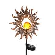 Wrought Iron Solar Lawn Lamp Sun Retro