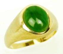 Vintage 14K Jade Ring, Size 9.25
