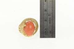 14K Yellow Gold 1950's Coral Rope Vintage Cocktail Statement Ring