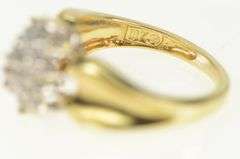 10K Yellow Gold Marquise Diamond Vintage Cluster Statement Ring