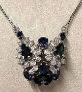 14kt Solid Gold, Blue Sapphire, & Diamond Butterfly Necklace