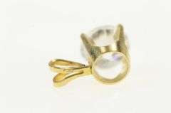 14K Yellow Gold Round CZ Solitaire Vintage Statement Charm/Pendant