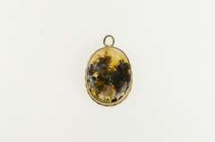 10K Yellow Gold Victorian Oval Dendritic Agate Cabochon Pendant