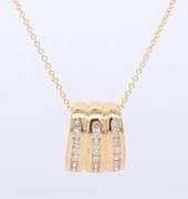 Handsome Three Row Diamond Slider Pendant on Chain in Yellow Gold