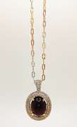 Beautiful 23.0 Carat Star Ruby and White Sapphire Pendant with a Yellow Gold Plated Sterling Sliver Chain.