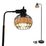 Rattan Hollow Cage Design Floor Lamp Rustic Style