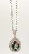 Fabulous Large 10.00 Carats Pear Shaped Mystic Topaz and White Topaz in Sterling Sliver Pendant Necklace