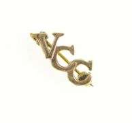 10K Yellow Gold VCC Retro Vintage Simple Lapel Pin/Brooch