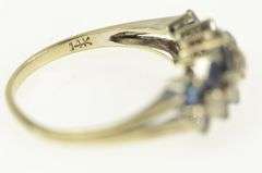 14K White Gold Diamond Baguette Sapphire Statement Band Ring