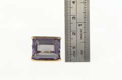 14K Yellow Gold 1940's Emerald Cut Amethyst Squared Filigree Ring