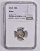 MS64 1913 Barber Dime NGC