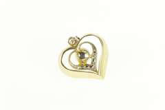 14K Yellow Gold Two Tone Diamond Pearl Heart Love Symbol Pendant