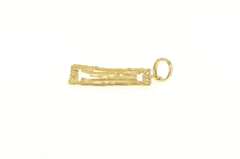 14K Yellow Gold M Monogram Letter Square Initial Name Pendant