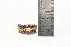 14K Yellow Gold Natural Ruby Diamond Squared Statement Band Ring