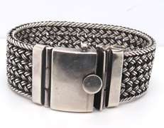 Vintage 925 Sterling Silver Wide Braided Bracelet