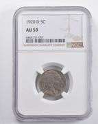 AU53 1920-D Indian Head Buffalo Nickel NGC