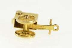 14K Yellow Gold 3D Vintage Ice Cream Cart Articulated Charm/Pendant