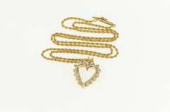 14K Yellow Gold 1.6mm Rope Chain Diamond Heart Love Necklace