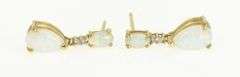 10K Yellow Gold Pear Syn. Opal Drop Dangle Diamond Accent Earrings