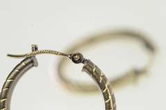 14K Yellow Gold 21.8mm Grooved Pattern Diamond Cut Hoop Earrings