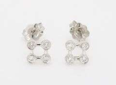 18k White Gold Clover Diamond Earrings