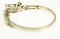 14K White Gold Chevron Contour Stackable Wedding Band CZ Ring
