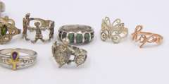 Group Lot of 12 Vintage 925 Sterling Silver Rings