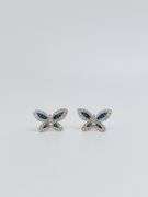Darling 18kt White Gold Diamond and Sapphire Butterfly Studs