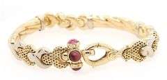 Valentino Ruby Cabochon Fancy Link Bracelet in 18K
