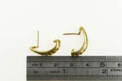 14K Yellow Gold 0.66 Ctw Diamond Semi Hoop Curved Bar Earrings