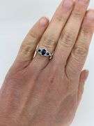 Three Stone Blue Sapphire & Diamond Ring