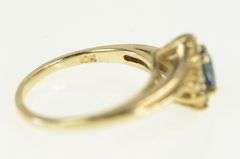 10K Yellow Gold Marquise Blue Topaz Diamond Bypass Ring