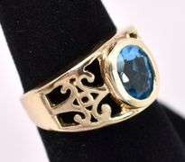 Sturdy Blue Topaz Ring In Yellow Gold