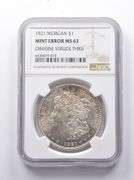 MINT ERROR MS62 1921 Morgan Silver Dollar OBV Struck Thru NGC
