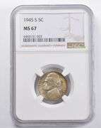 MS67 1945-S Jefferson Nickel NGC RAINBOW TONED
