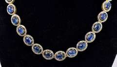 Jaw Dropping Brand New European Oval Cabochon-Cut 45.00CTW Kyanite & 12.00CTW Diamond Necklace