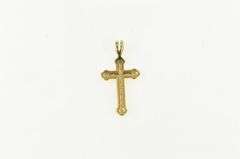 14K Yellow Gold Diamond Ornate Cross Classic Christian Pendant