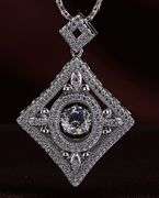 Beautiful platinum over 925 non tarnish sterling with center stone dancing pendant