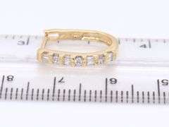 Sparkling Yellow Gold Bagguette and Round Brilliant Cut Diamond Huggie Earrings