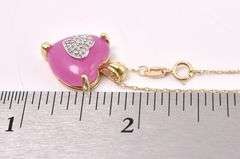 Pink Gem Heart Pendant Necklace In 14K Yellow Gold