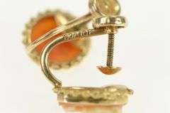 10K Yellow Gold Vintage Carved Shell Cameo Screw Back Earrings