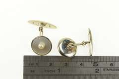 18K White Gold Mikimoto Art Deco Mother of Pearl Classic Cuff Links