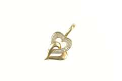 10K Yellow Gold Diamond Interlocking Heart Love Symbol Pendant