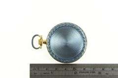 Elaborate Blue Enamel Art Deco 44mm Swiss Pocket Watch