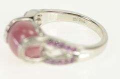 14K White Gold Rhodochrosite Diamond Sapphire Statement Ring