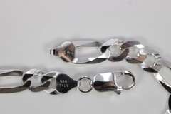 Men's 8mm Solid .925 Sterling Silver Flat Figaro Chain Link Italy Bracelet 8" inch