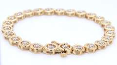Elegant Yellow Gold Circle Diamond Tennis Bracelet